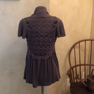 💗 Crocheted Back Short Sleeve Cardigan